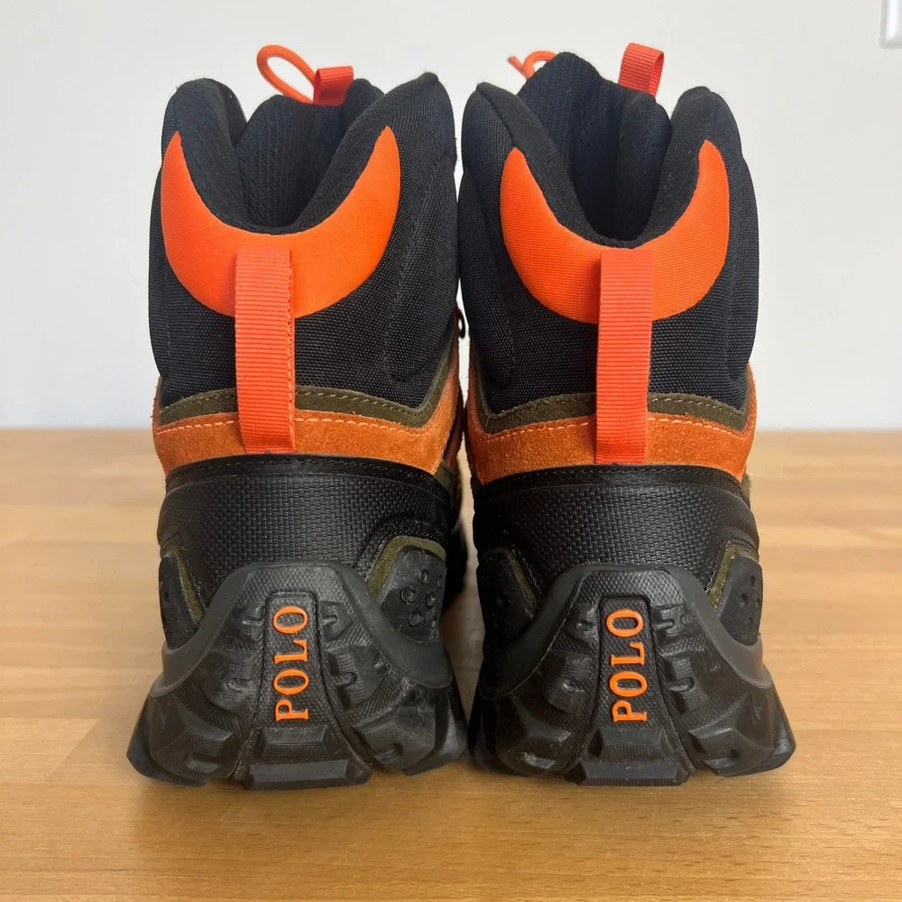 Polo Ralph Lauren Men Mountain Trail Hillingdon Hiking Boots Olive Orange‎ Black
